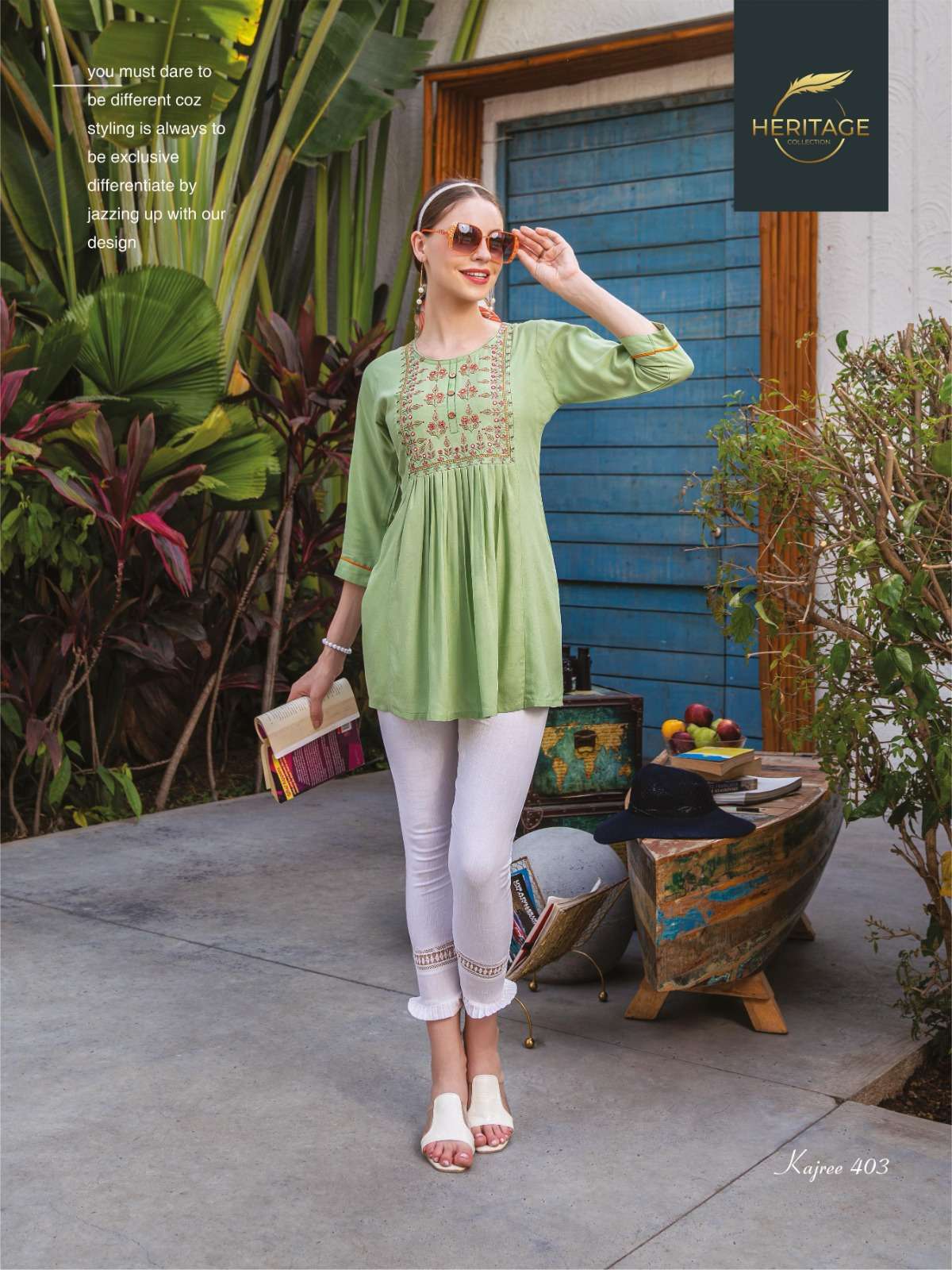 heritage kajree vol 4 series 401-407 rayon slub kurti 