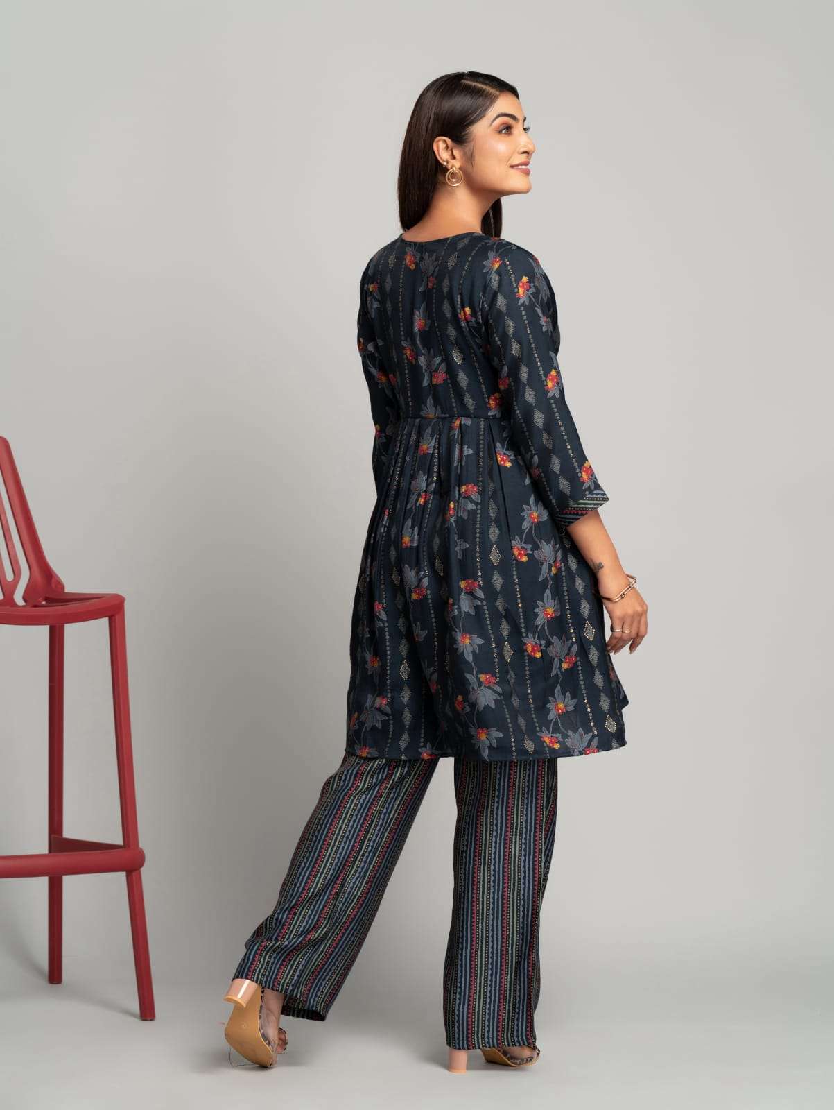 pr d123 designer printed cord set kurti