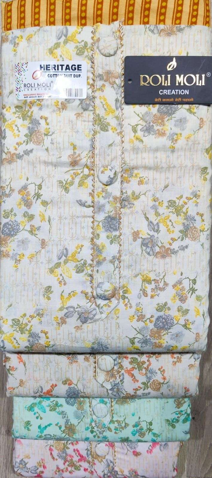 roli moli heritage pure cotton printed suit 