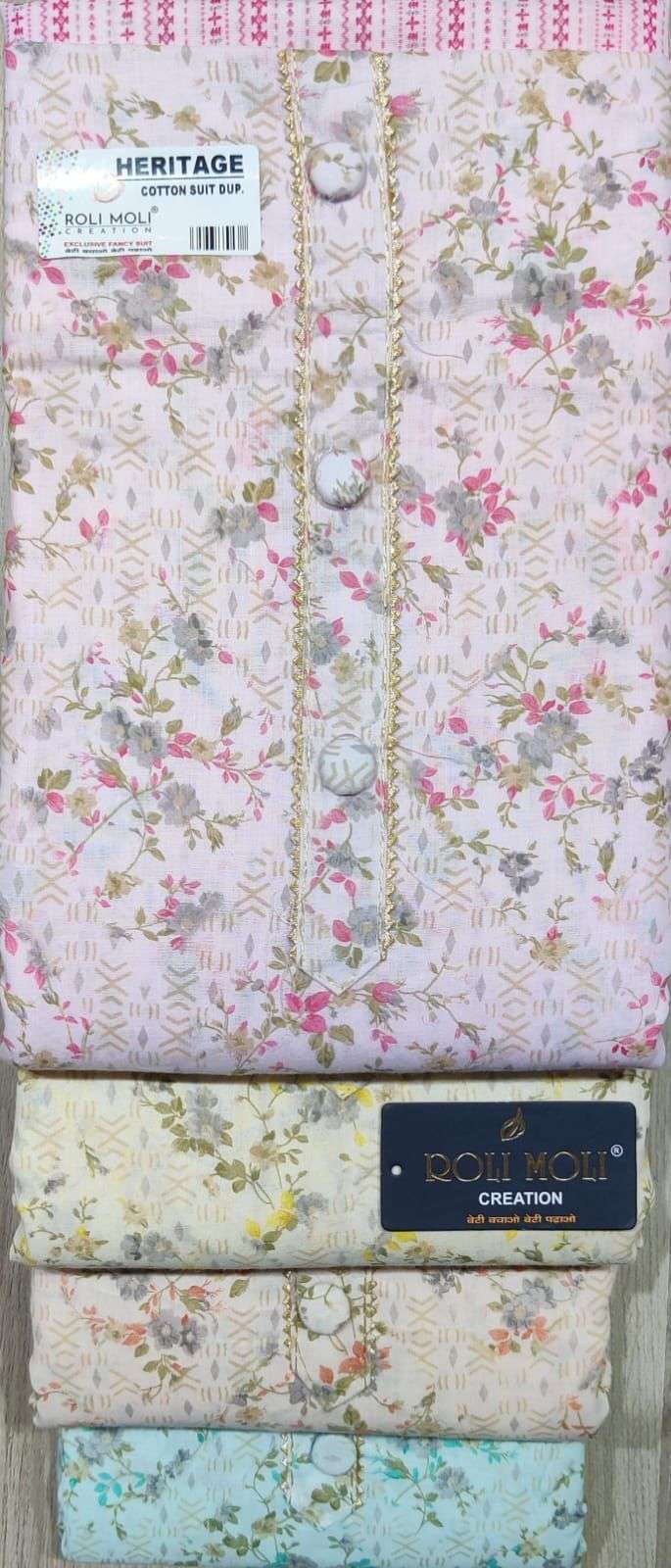 roli moli heritage pure cotton printed suit 
