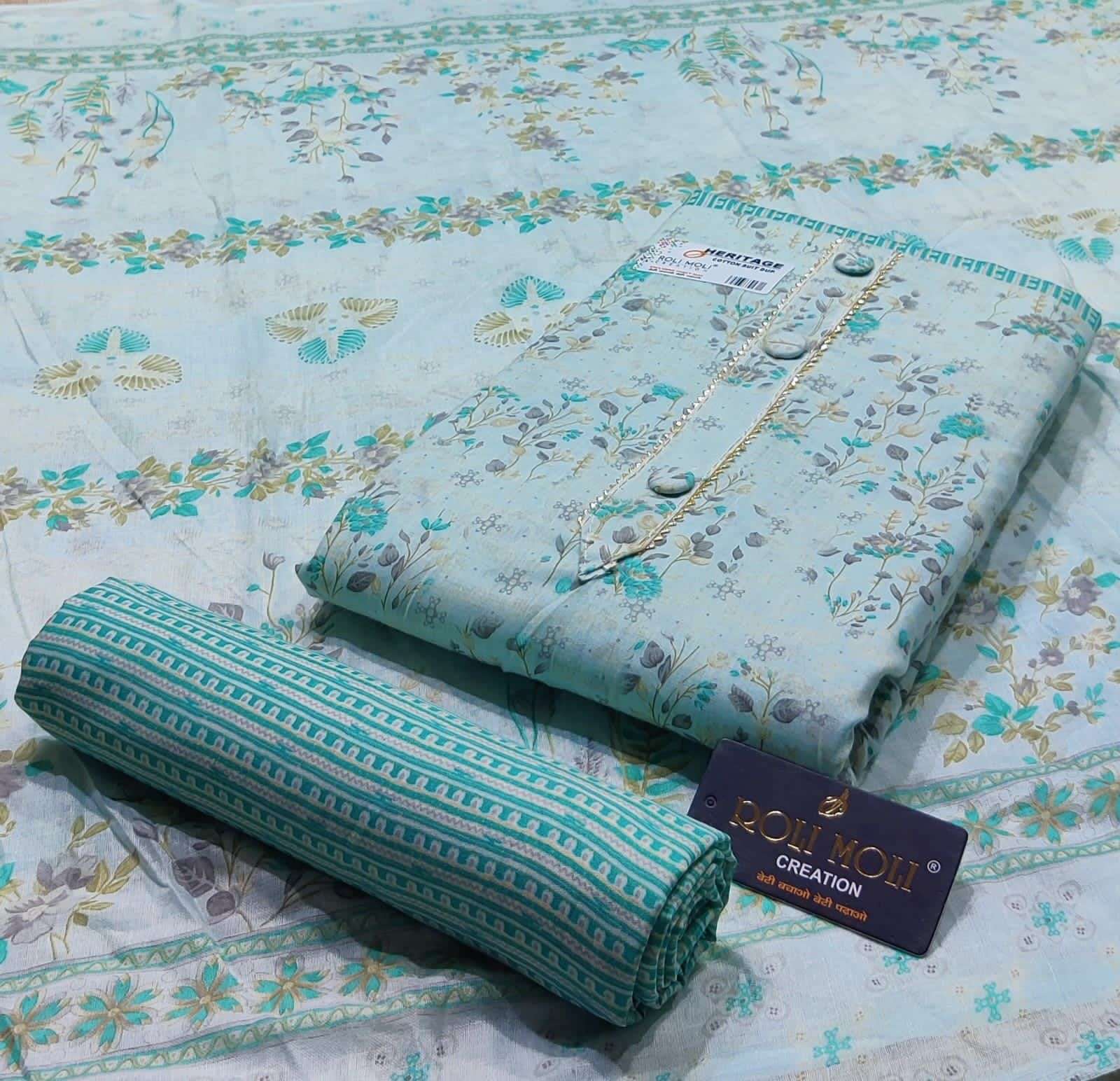 roli moli heritage pure cotton printed suit 