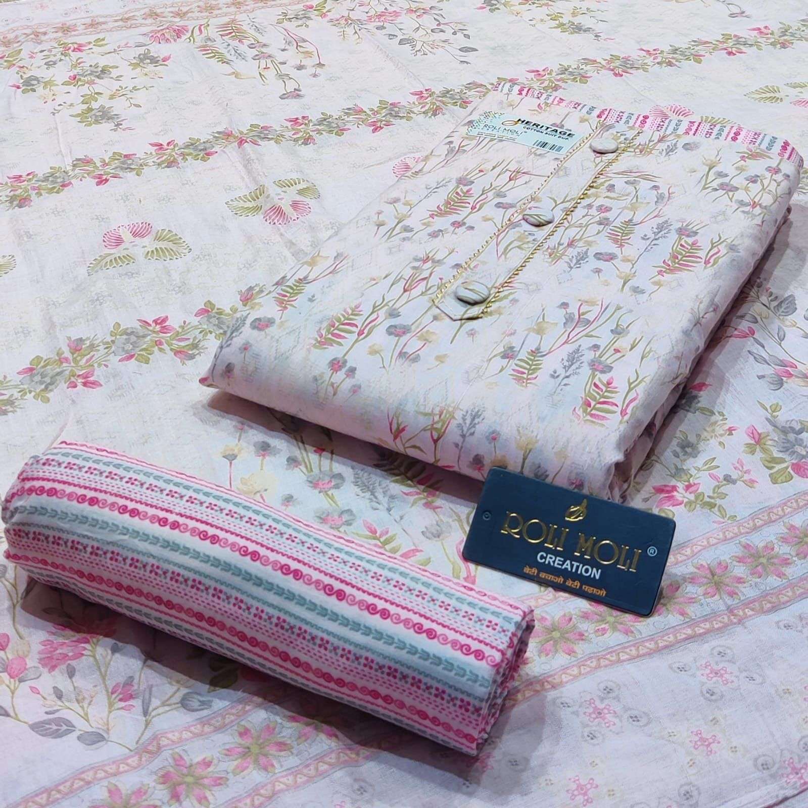 roli moli heritage pure cotton printed suit 