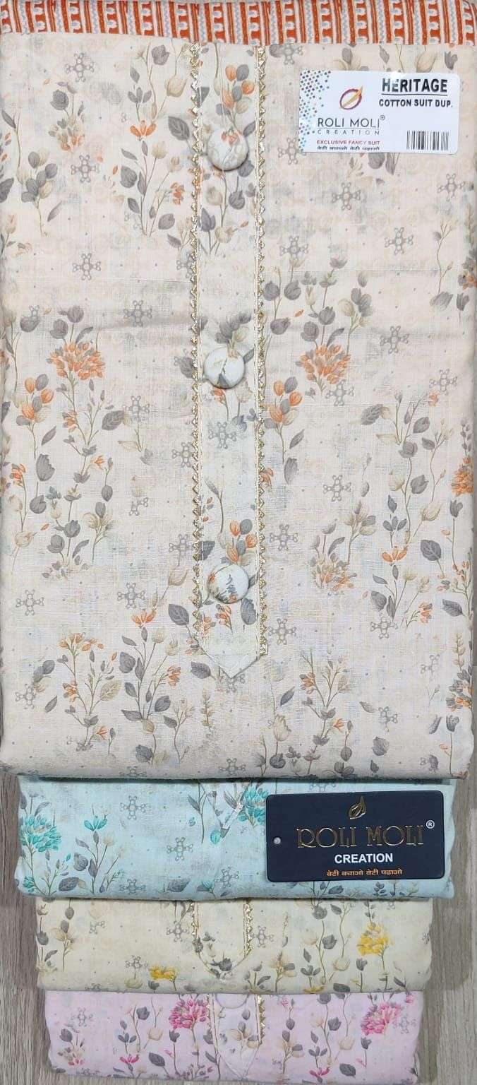 roli moli heritage pure cotton printed suit 