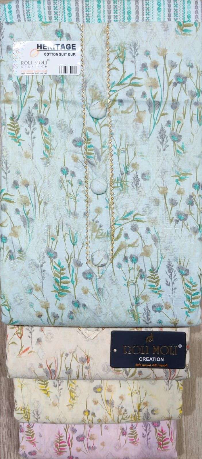 roli moli heritage pure cotton printed suit 