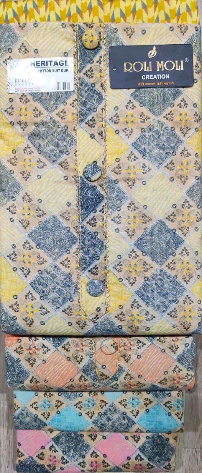 roli moli heritage pure cotton printed suit 