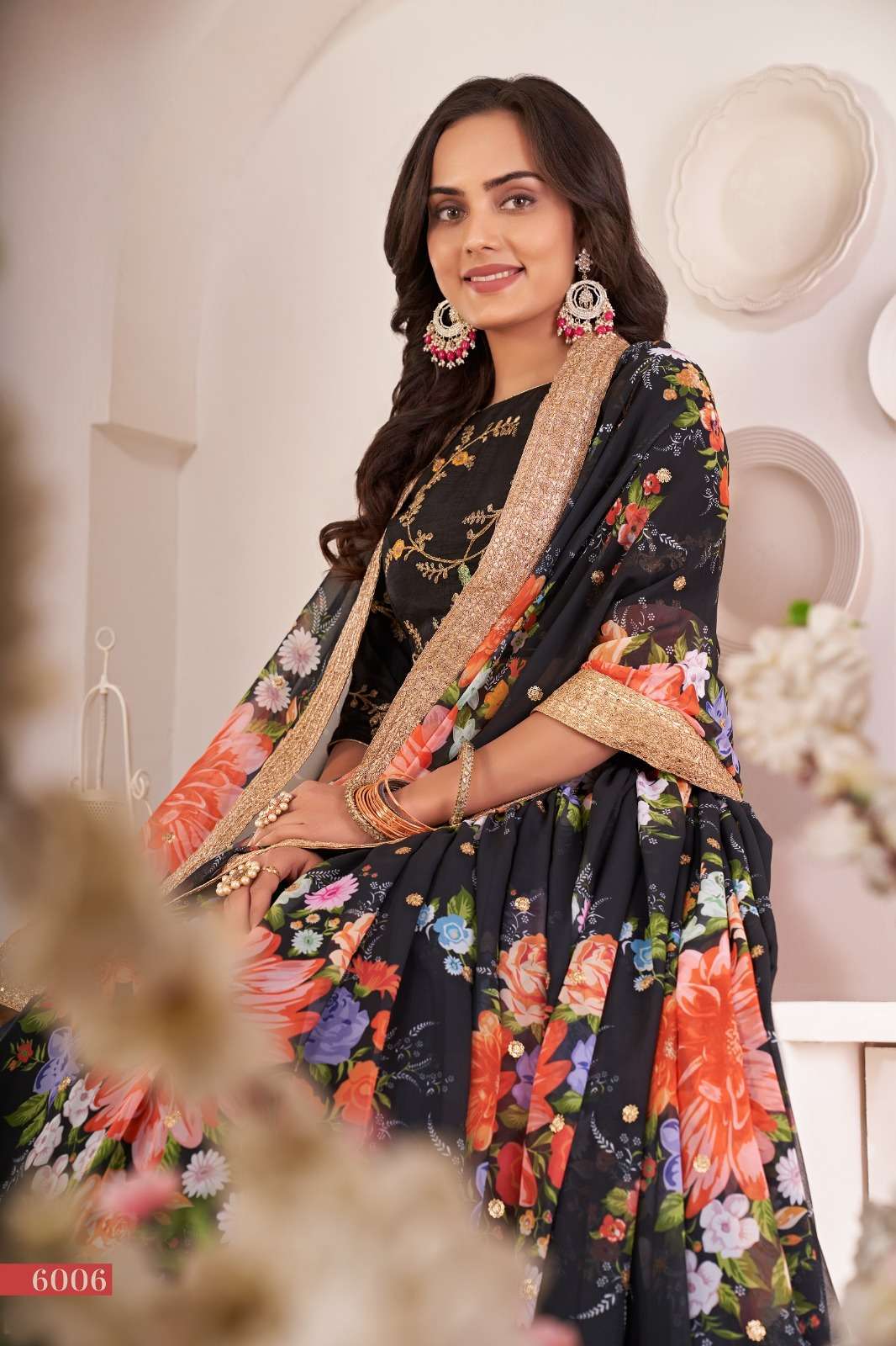 aawiya lotus vol 1 series 6006 georgette black color lehenga