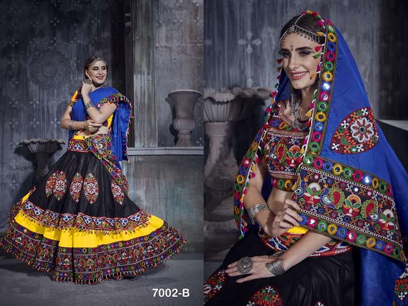 aawiya rajwadi vol 1 7002 color art silk lehenga