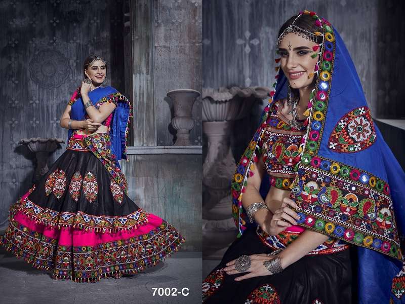 aawiya rajwadi vol 1 7002 color art silk lehenga