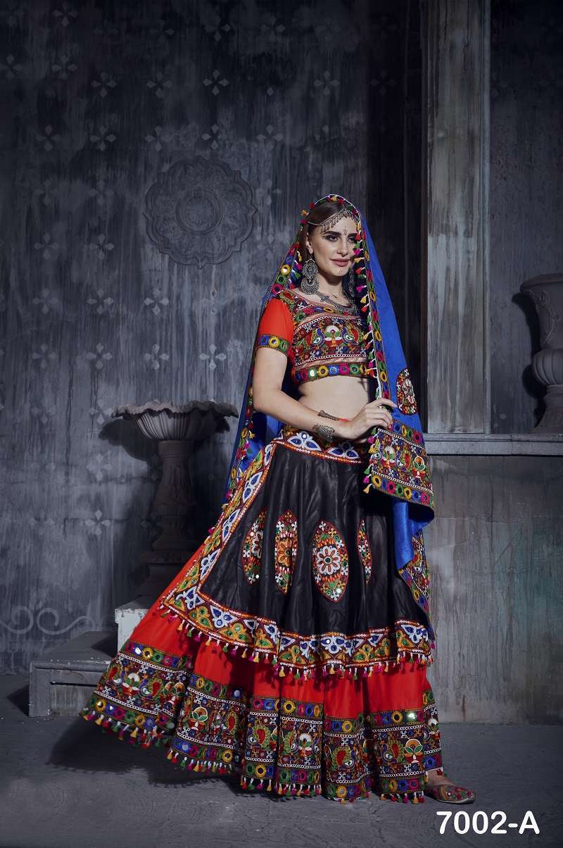 aawiya rajwadi vol 1 7002 color art silk lehenga