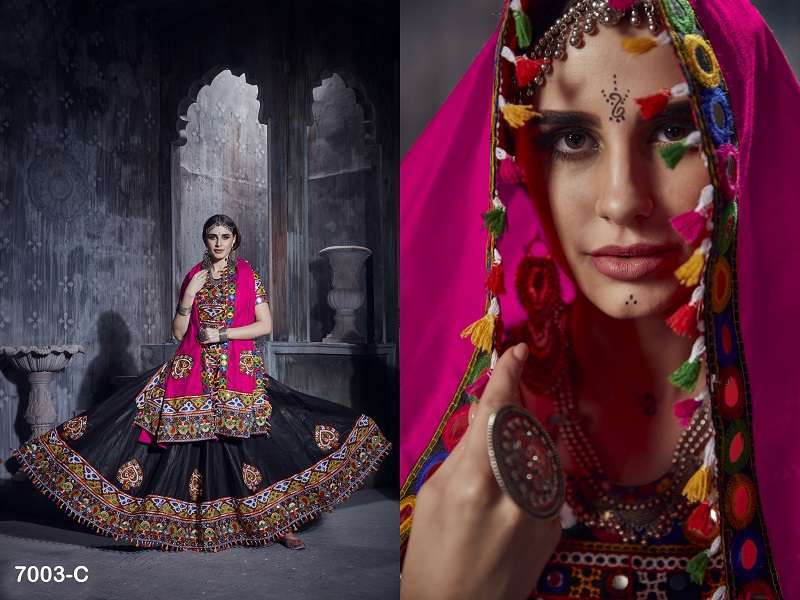 aawiya rajwadi vol 1 7003 color art silk lehenga