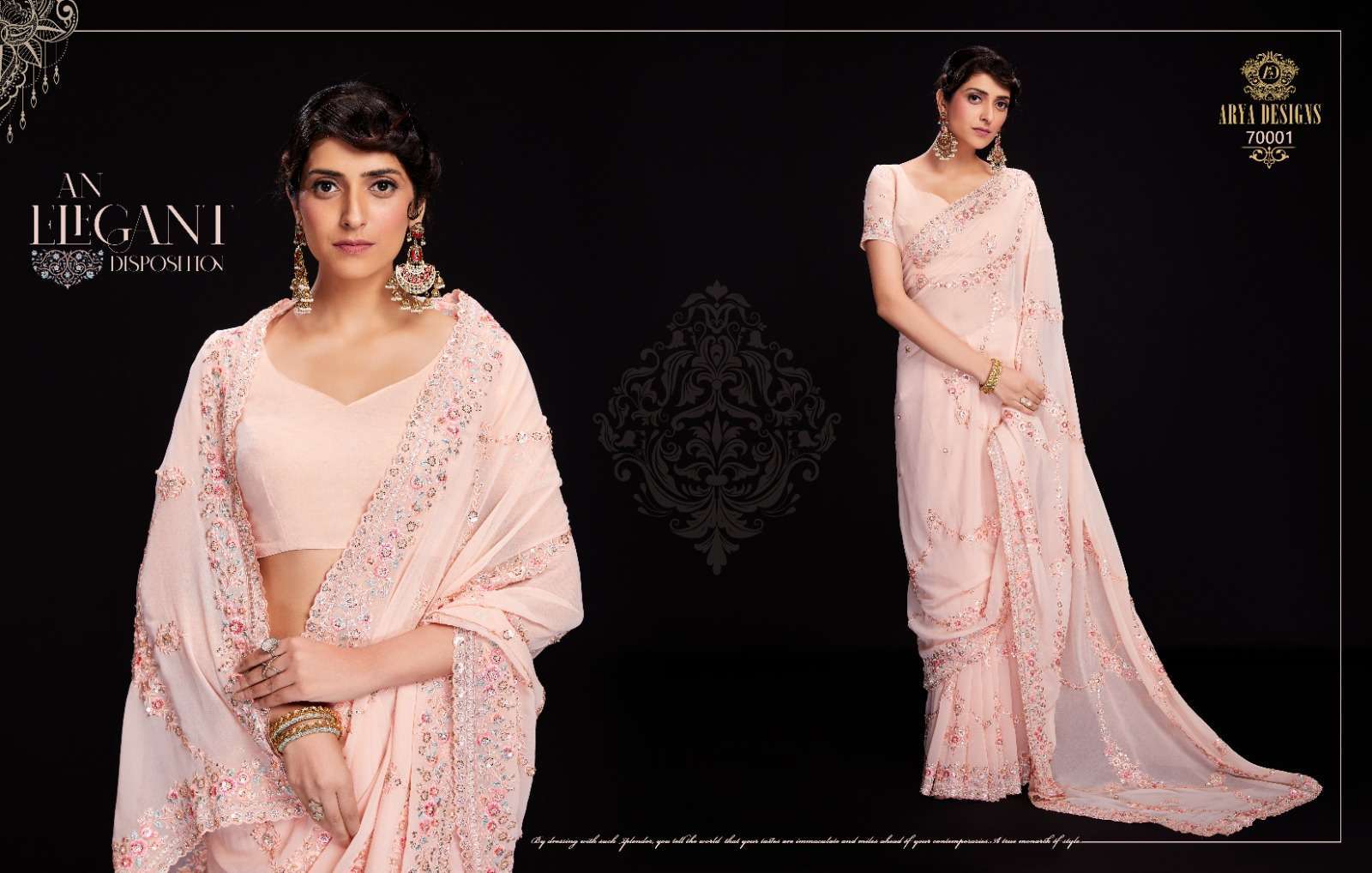 arya designs swarna vol 6 series 70001-70012 georgette saree