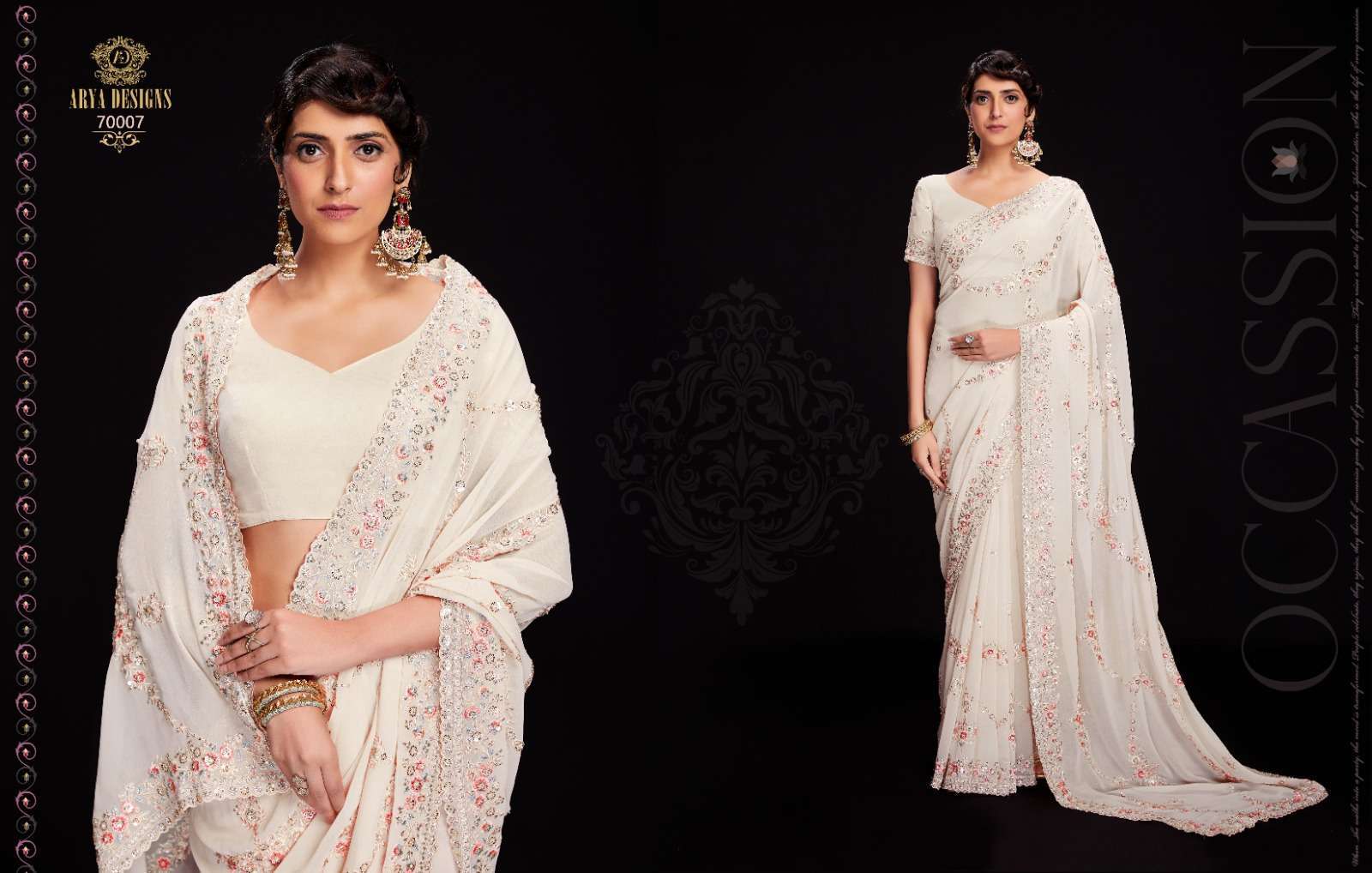 arya designs swarna vol 6 series 70001-70012 georgette saree