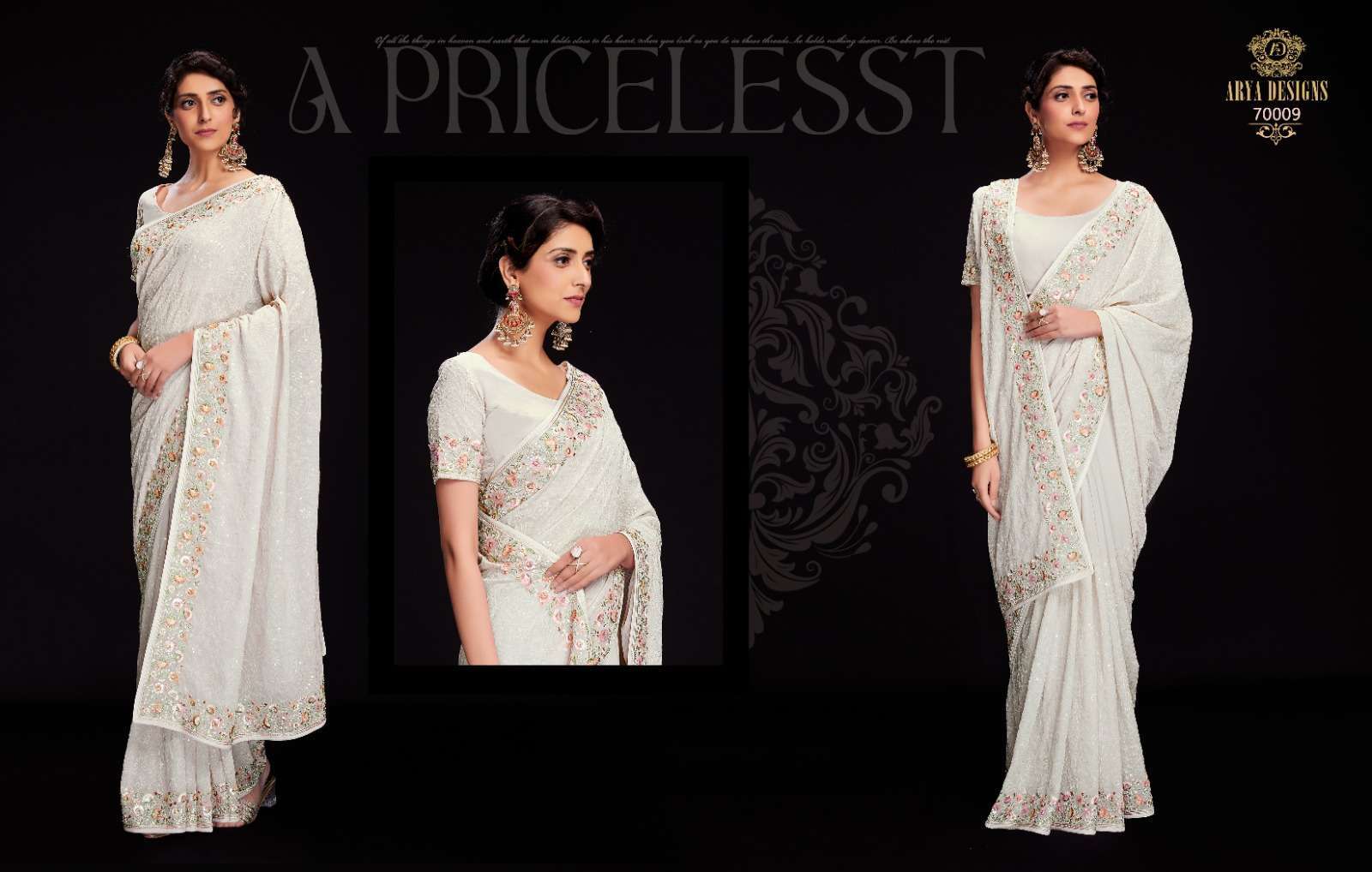 arya designs swarna vol 6 series 70001-70012 georgette saree