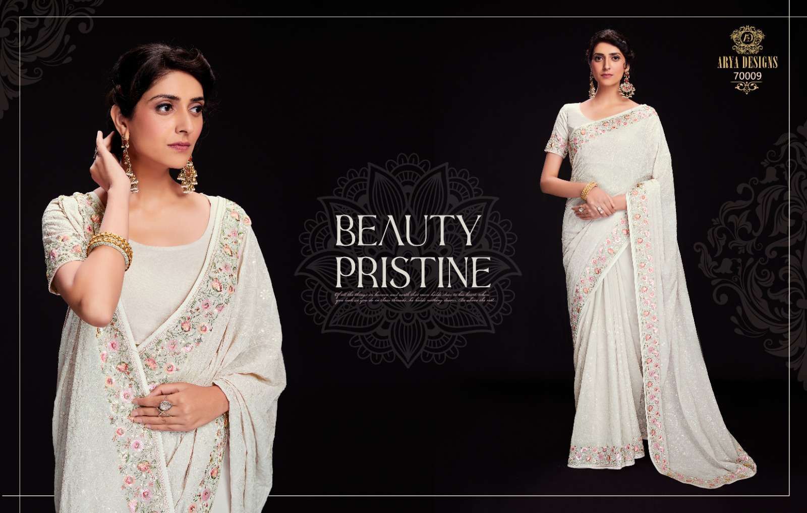 arya designs swarna vol 6 series 70001-70012 georgette saree