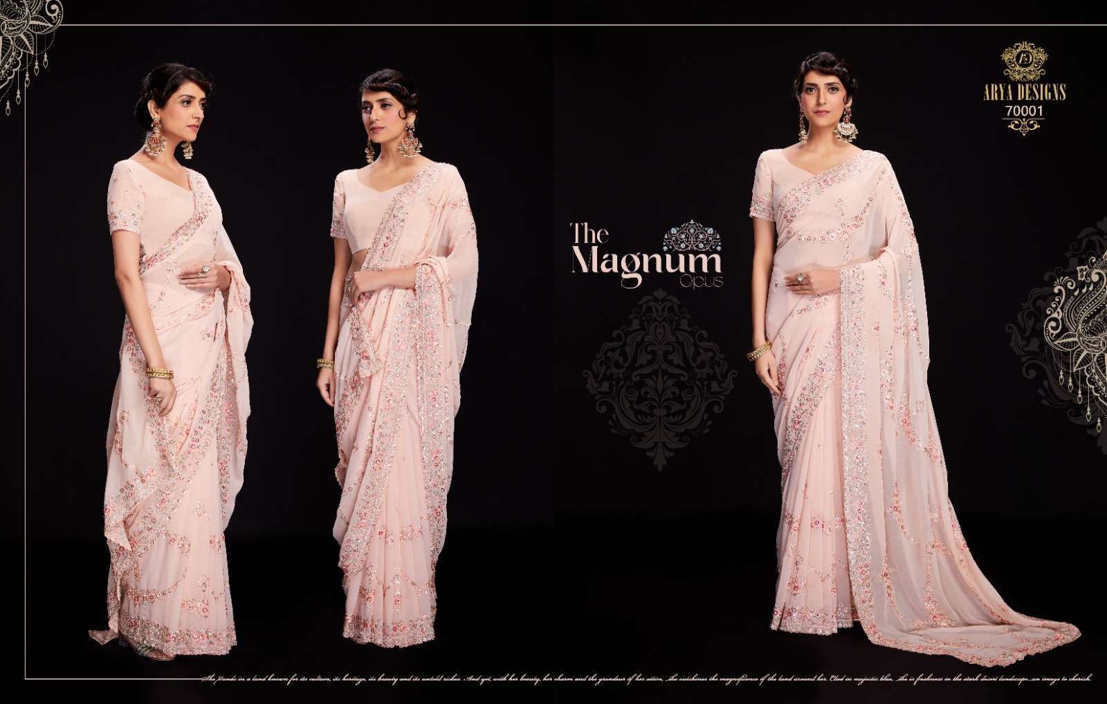arya designs swarna vol 6 series 70001-70012 georgette saree