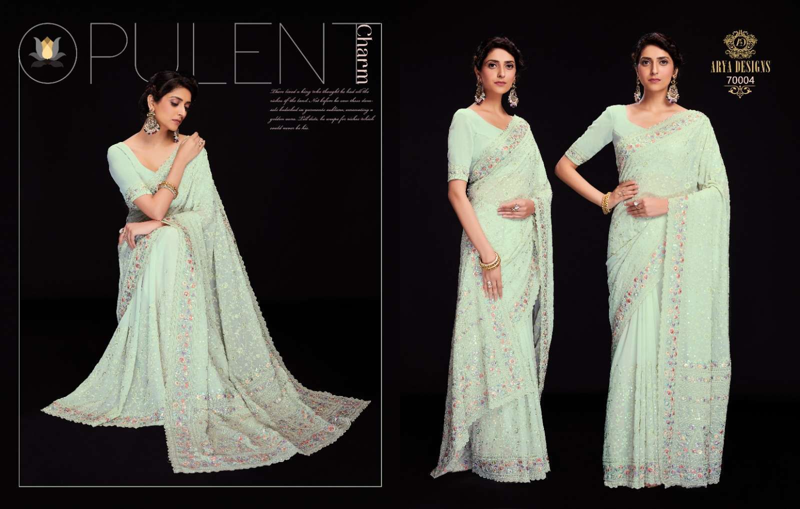 arya designs swarna vol 6 series 70001-70012 georgette saree