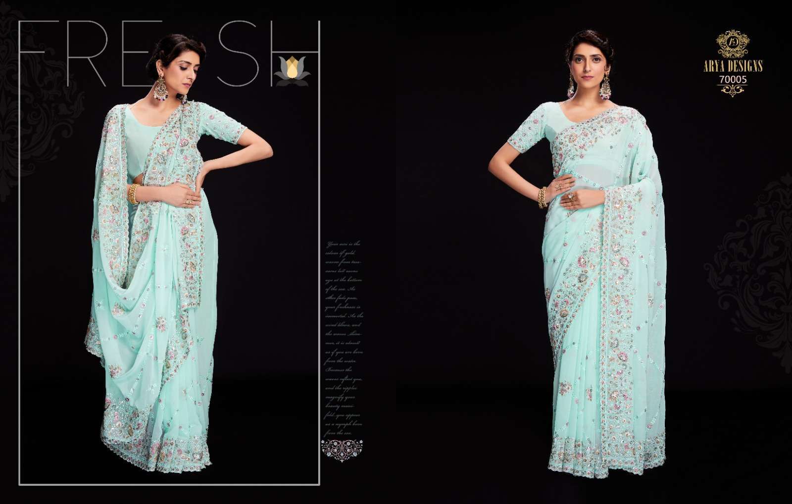 arya designs swarna vol 6 series 70001-70012 georgette saree