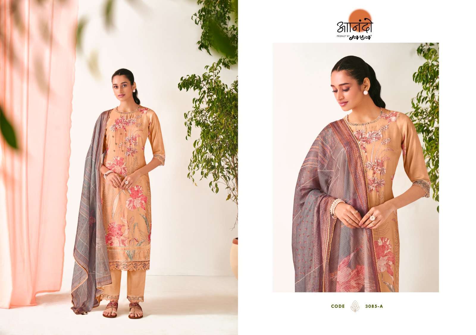 jay vijay anando calista 3085 pure muslin silk suit 