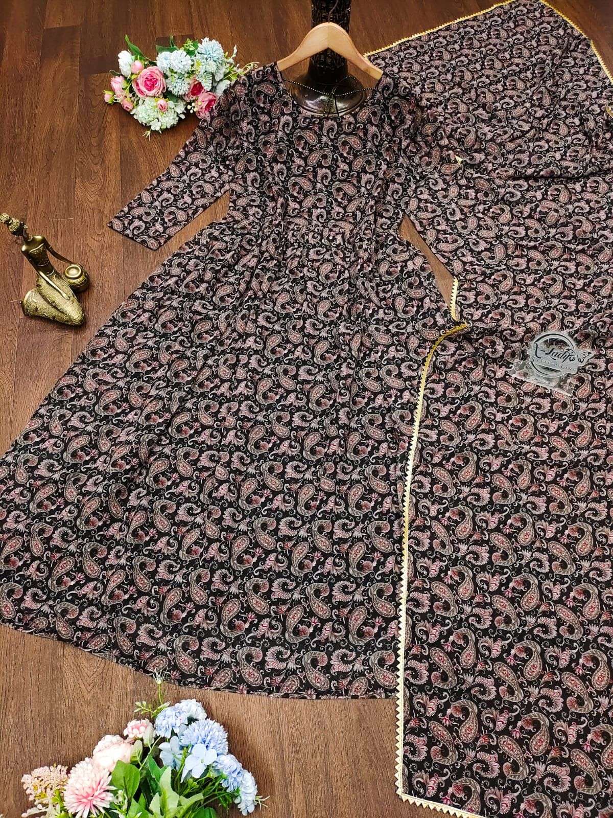 launching New Maltipal Colorfull flower Maxy gown with dupatta