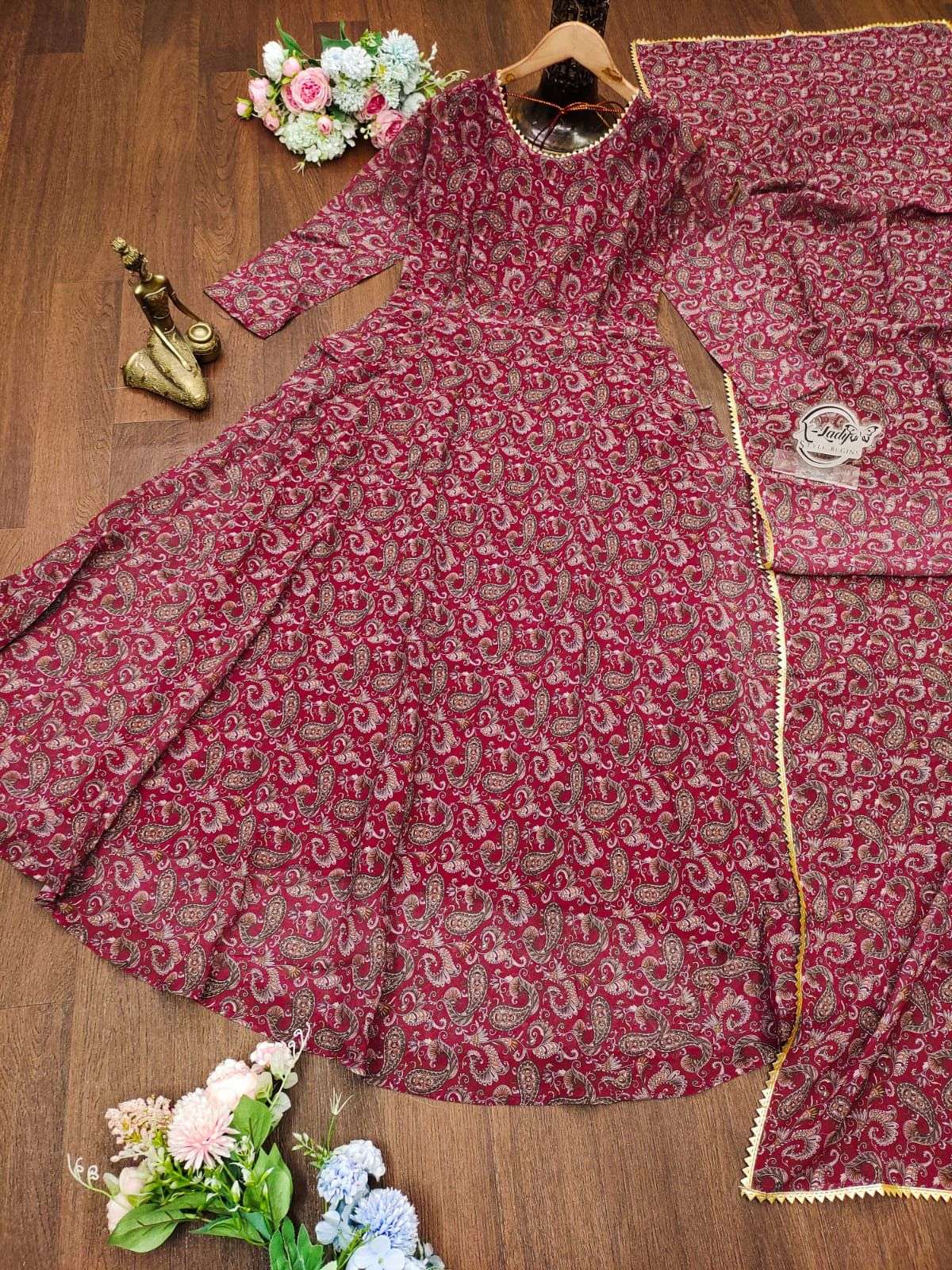 launching New Maltipal Colorfull flower Maxy gown with dupatta