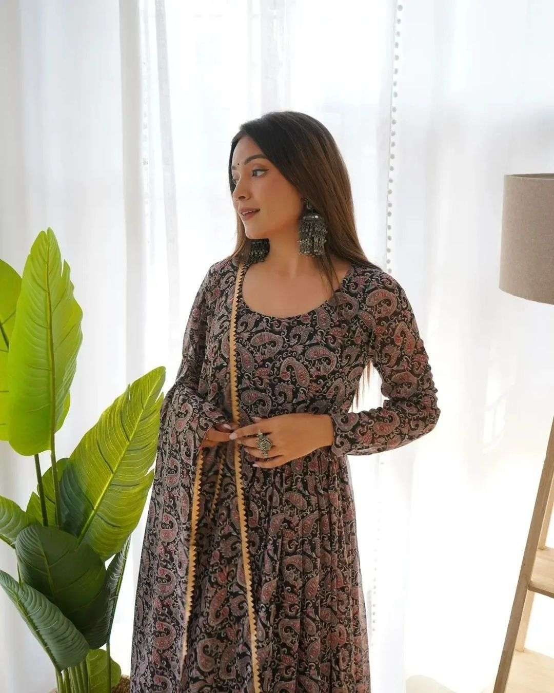 launching New Maltipal Colorfull flower Maxy gown with dupatta