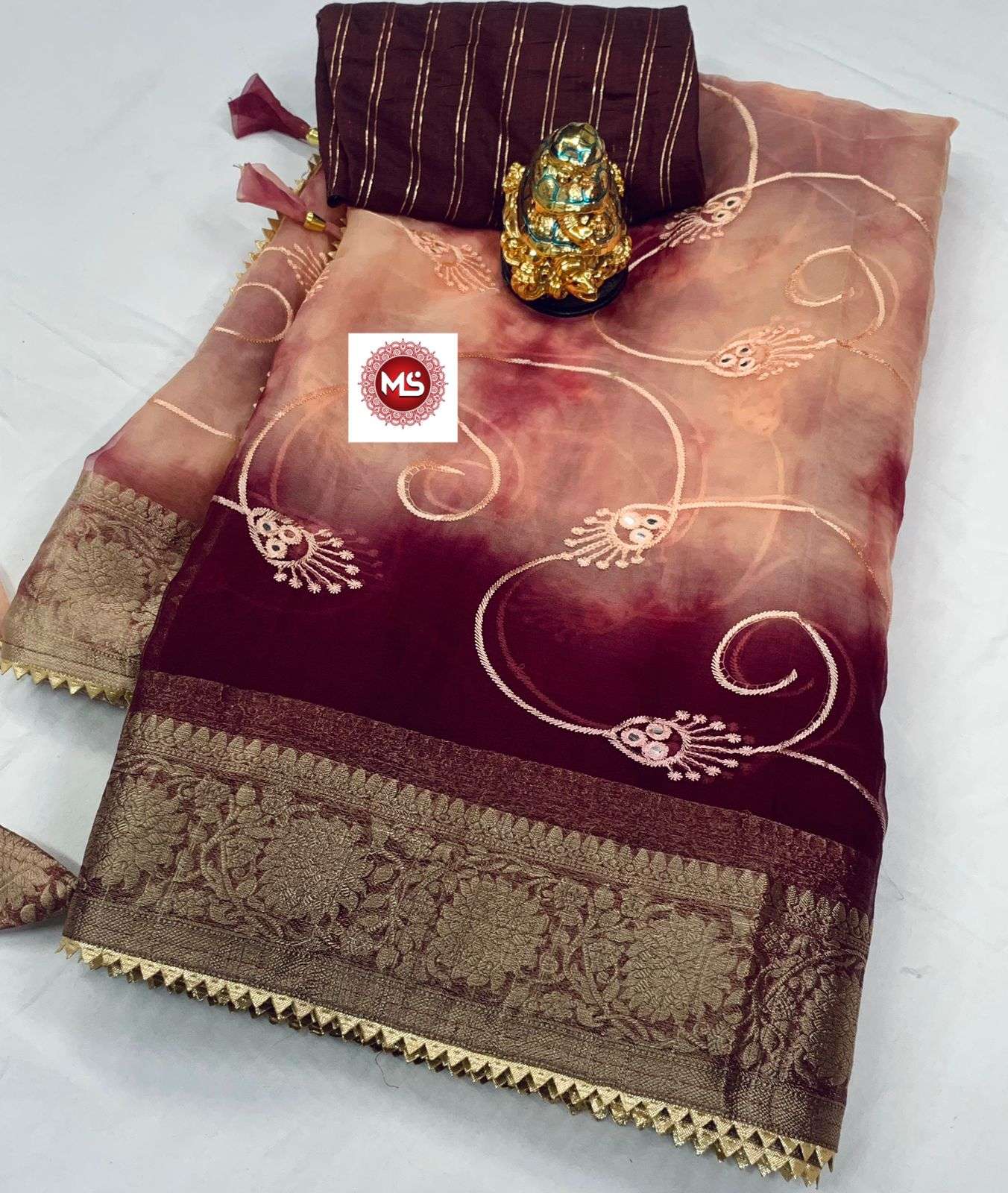 ms brand Soft orgenza border saree