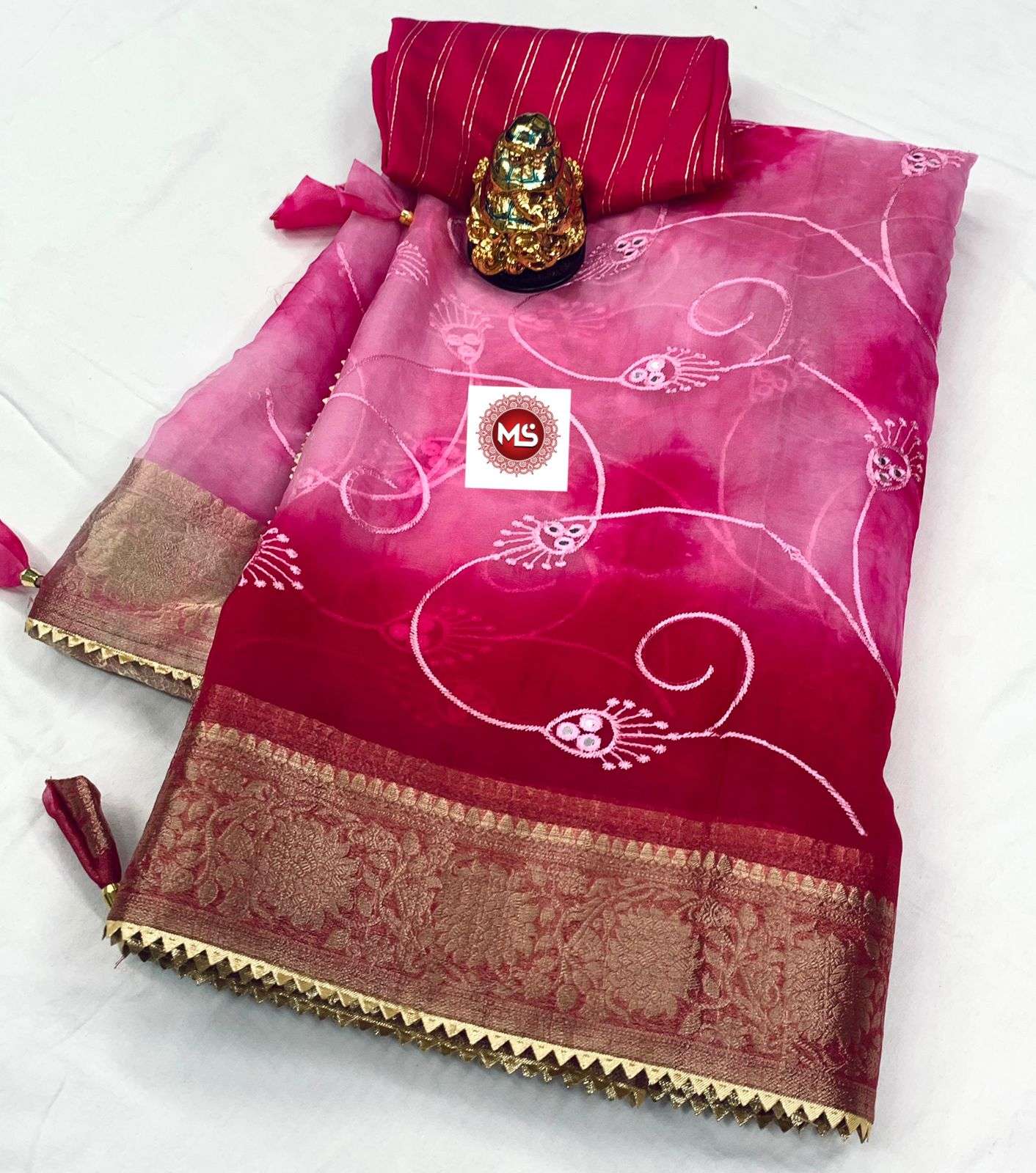 ms brand Soft orgenza border saree