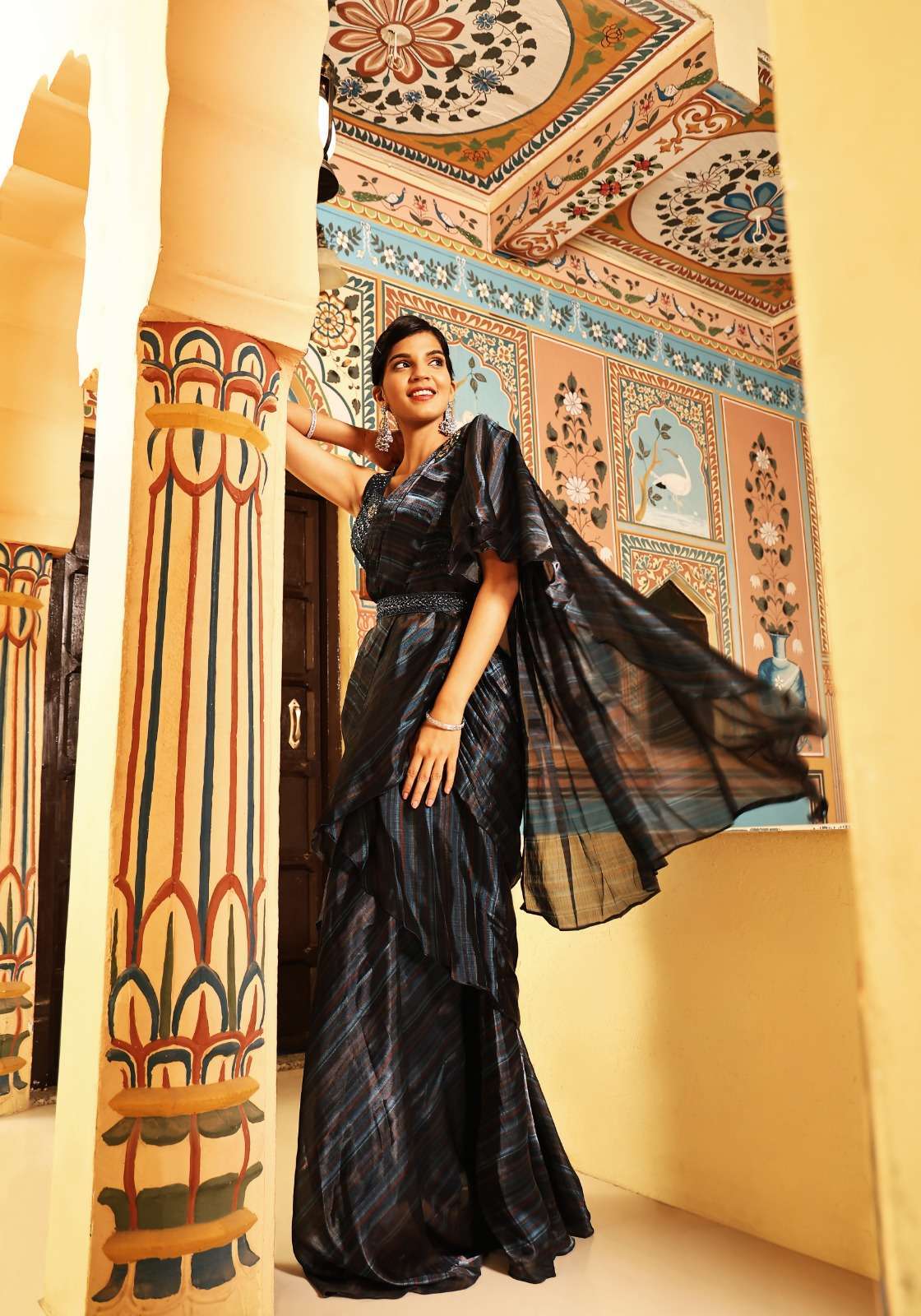 pr 1016341 organza fabric with skirt type saree