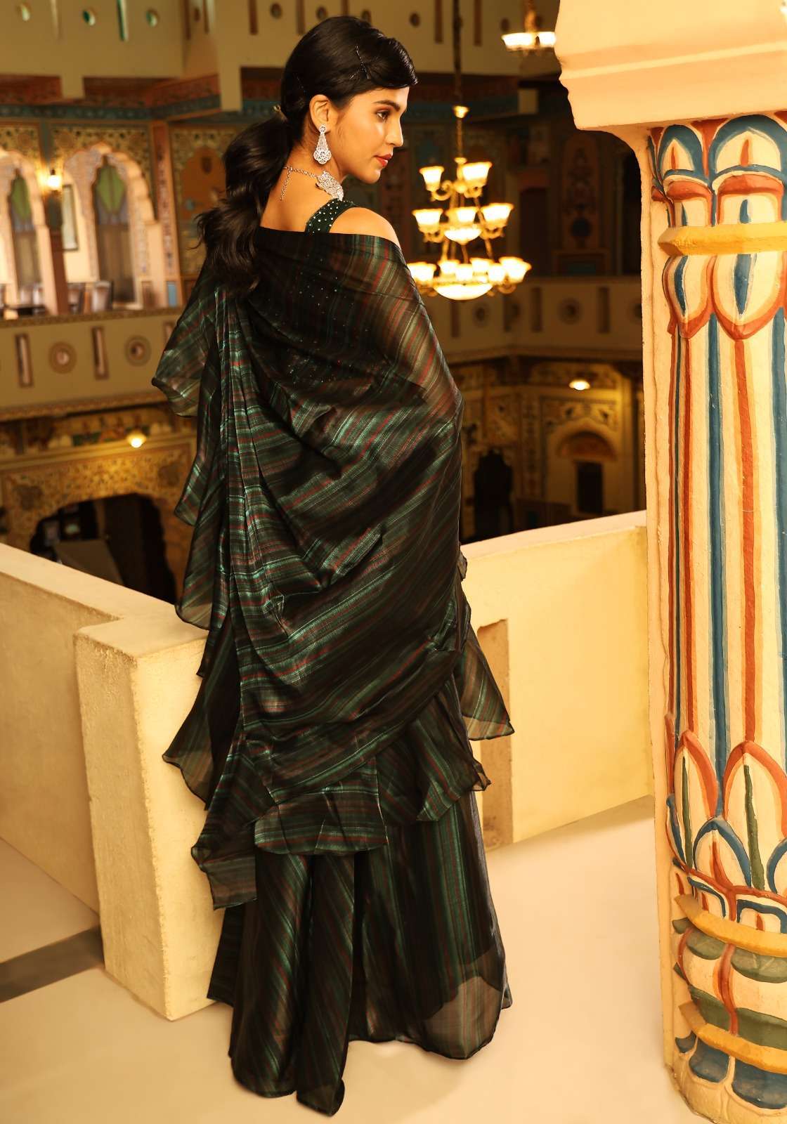pr 1016341 organza fabric with skirt type saree