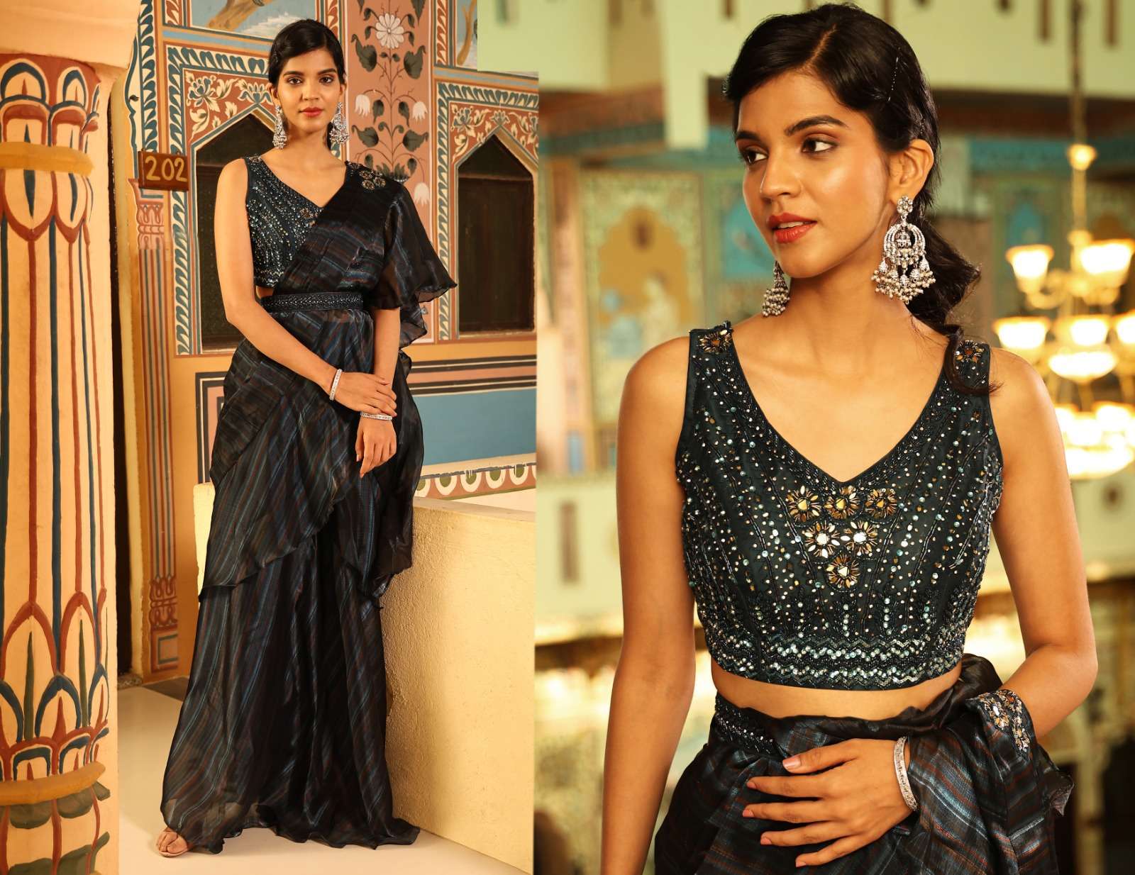 pr 1016341 organza fabric with skirt type saree