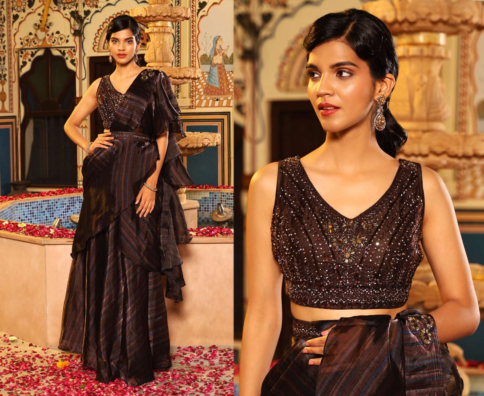 pr 1016341 organza fabric with skirt type saree