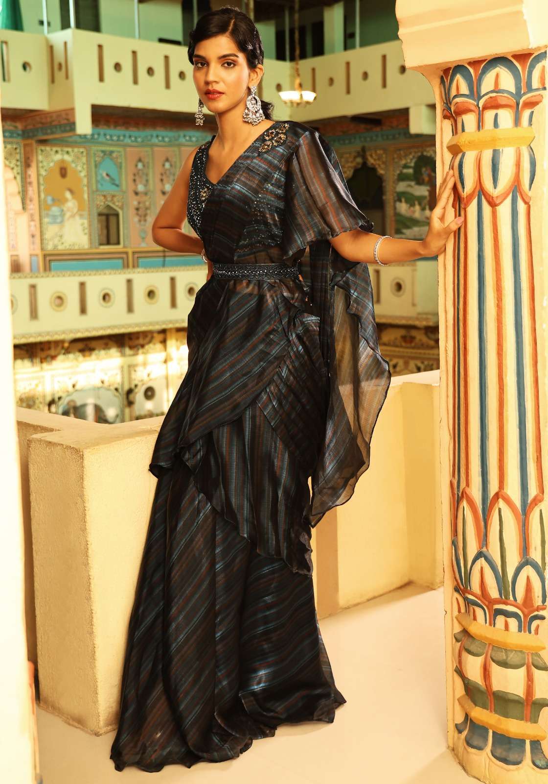 pr 1016341 organza fabric with skirt type saree