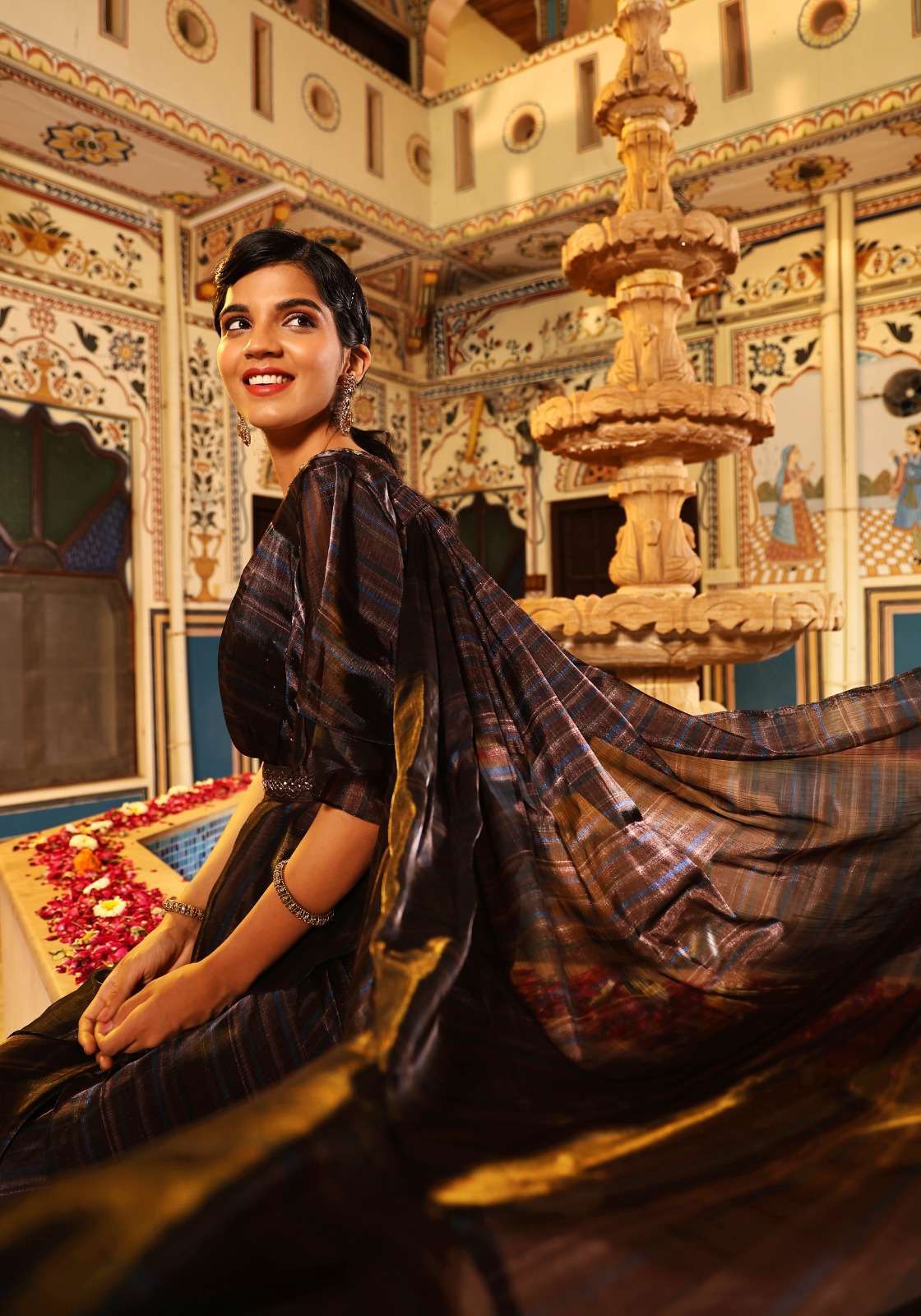 pr 1016341 organza fabric with skirt type saree