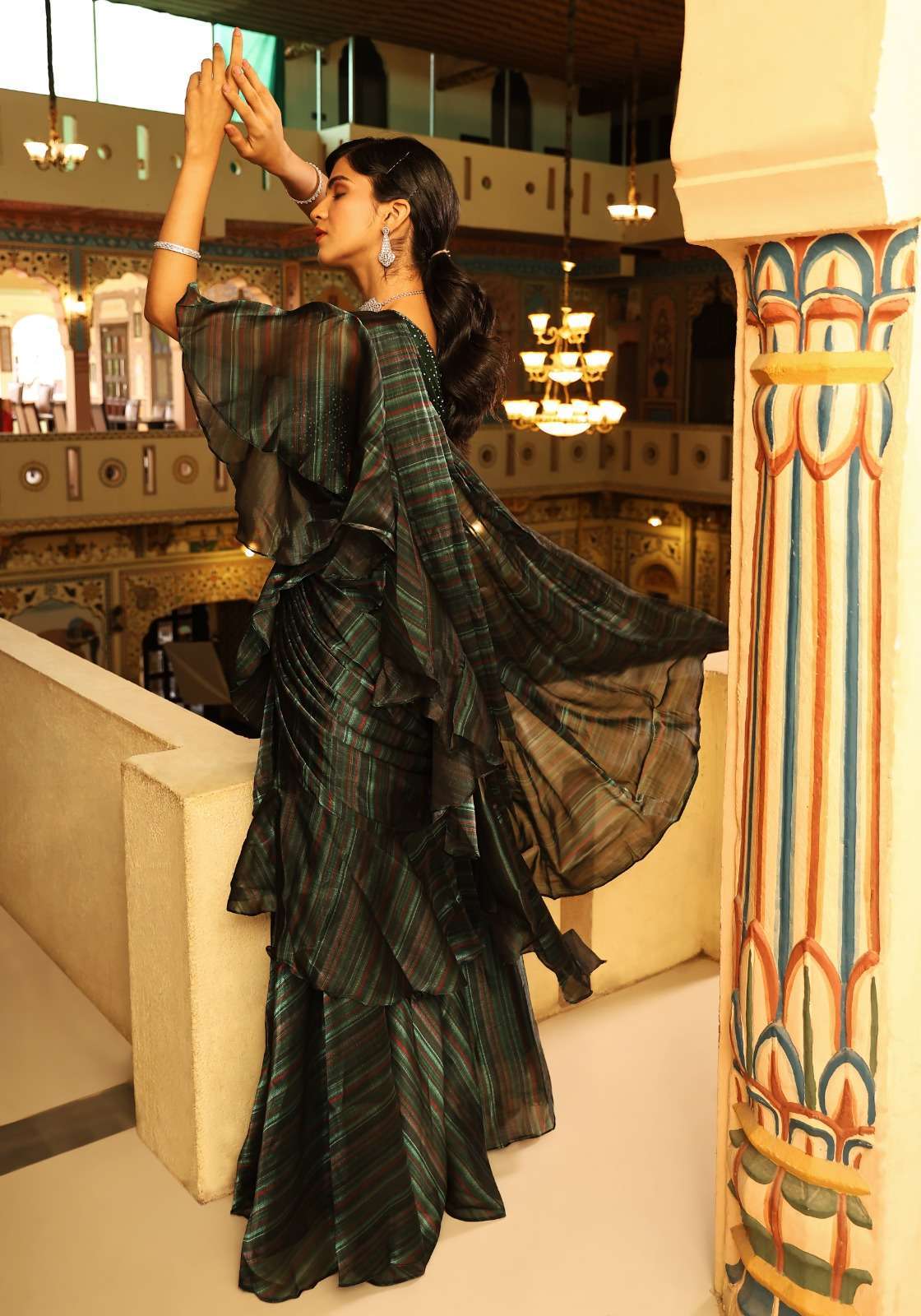pr 1016341 organza fabric with skirt type saree