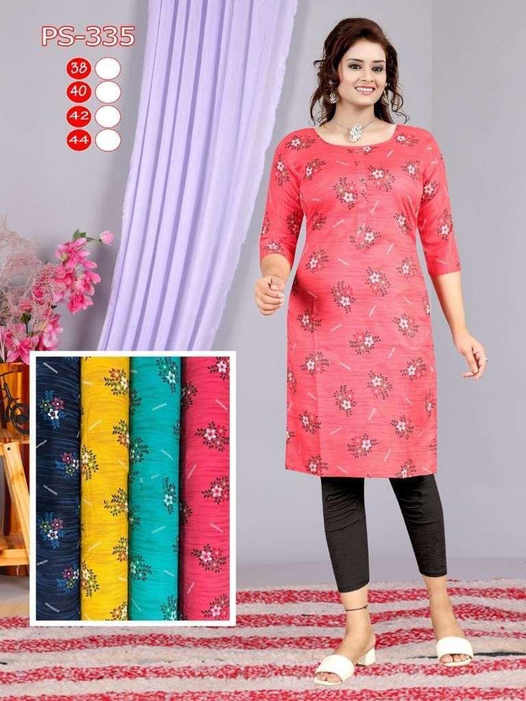 pr pigment print rayon four color matching kurtis combo set