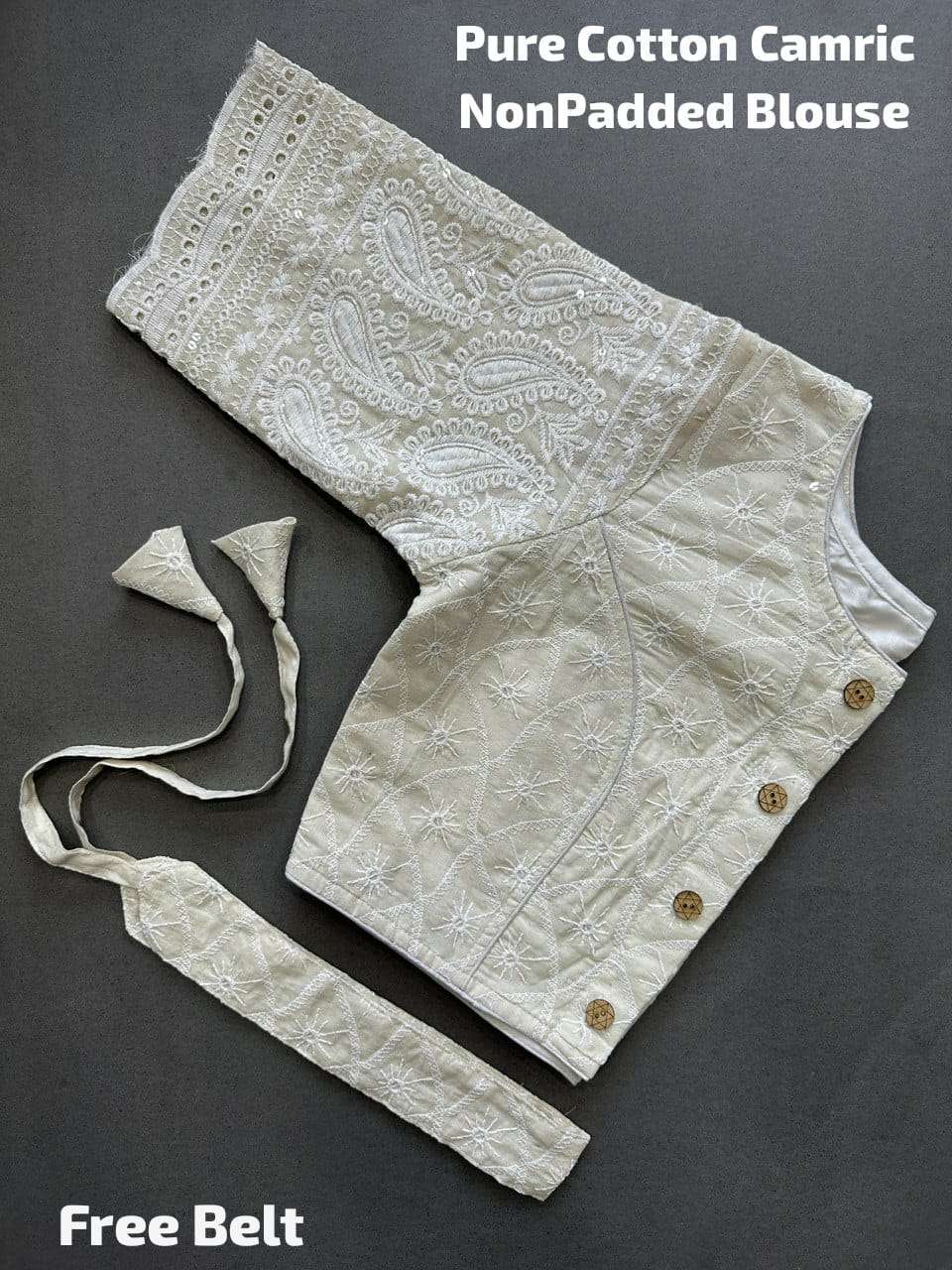 pr trending summer special cambric off white color readymade blouse 