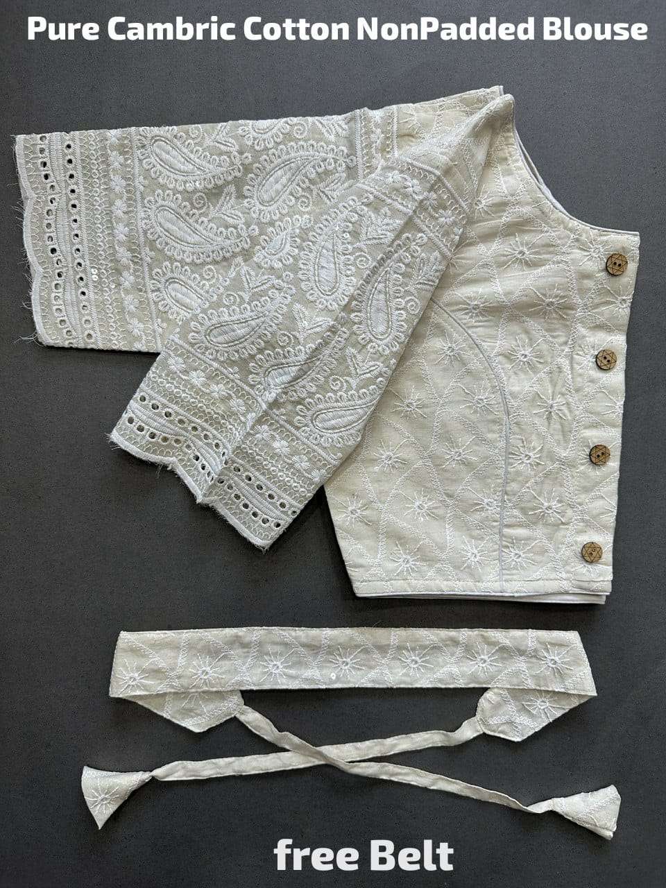pr trending summer special cambric off white color readymade blouse 