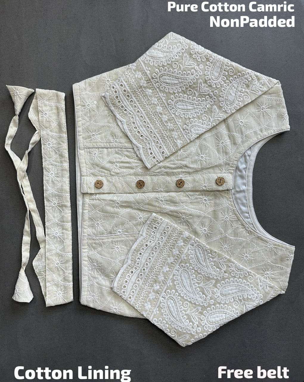 pr trending summer special cambric off white color readymade blouse 