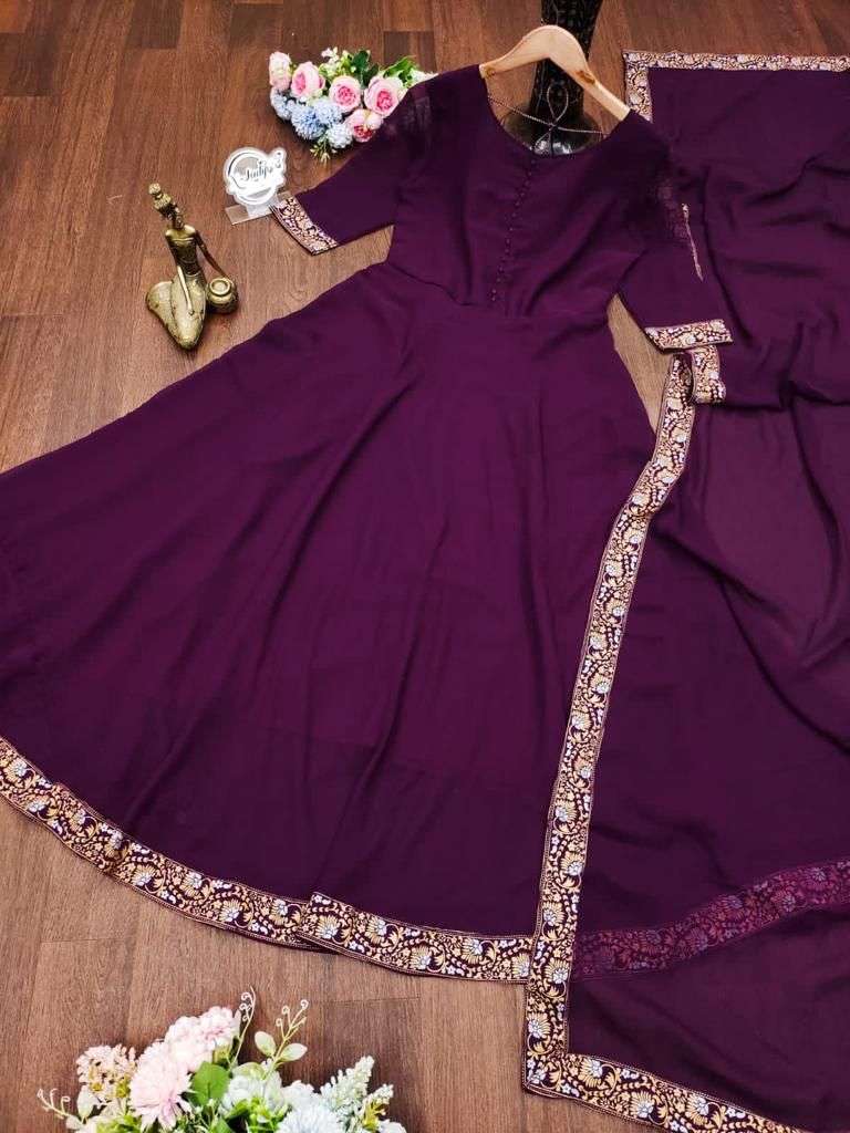 Red Anarkali Suit Designs With Gold Border | New Red Gown for Wedding