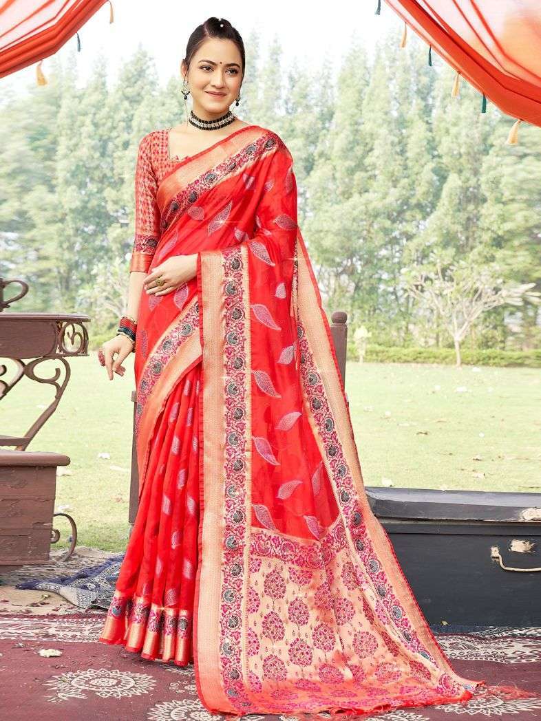 bunawat krisna Organza Woven Work & Swarovski Stone Work saree