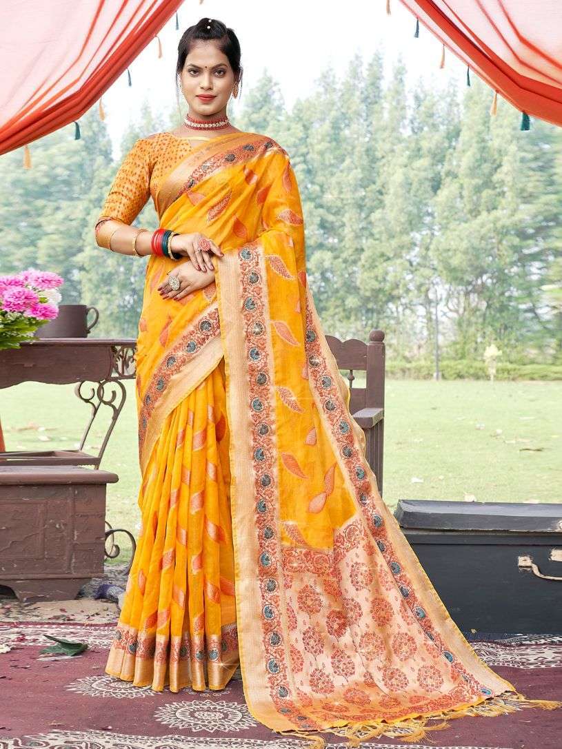 bunawat krisna Organza Woven Work & Swarovski Stone Work saree