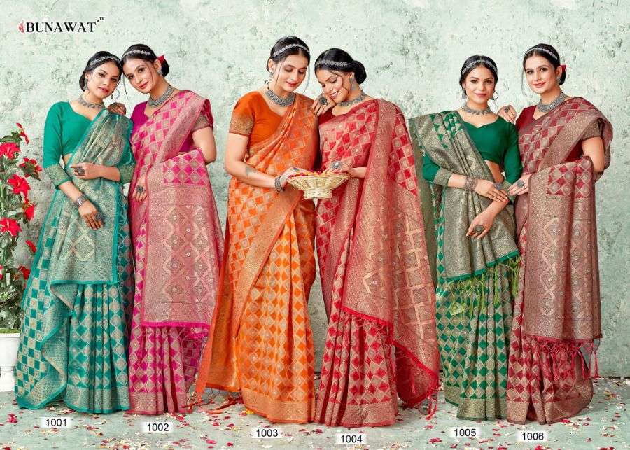 bunawat nandita Organza Woven Work & Swarovski Stone Work saree