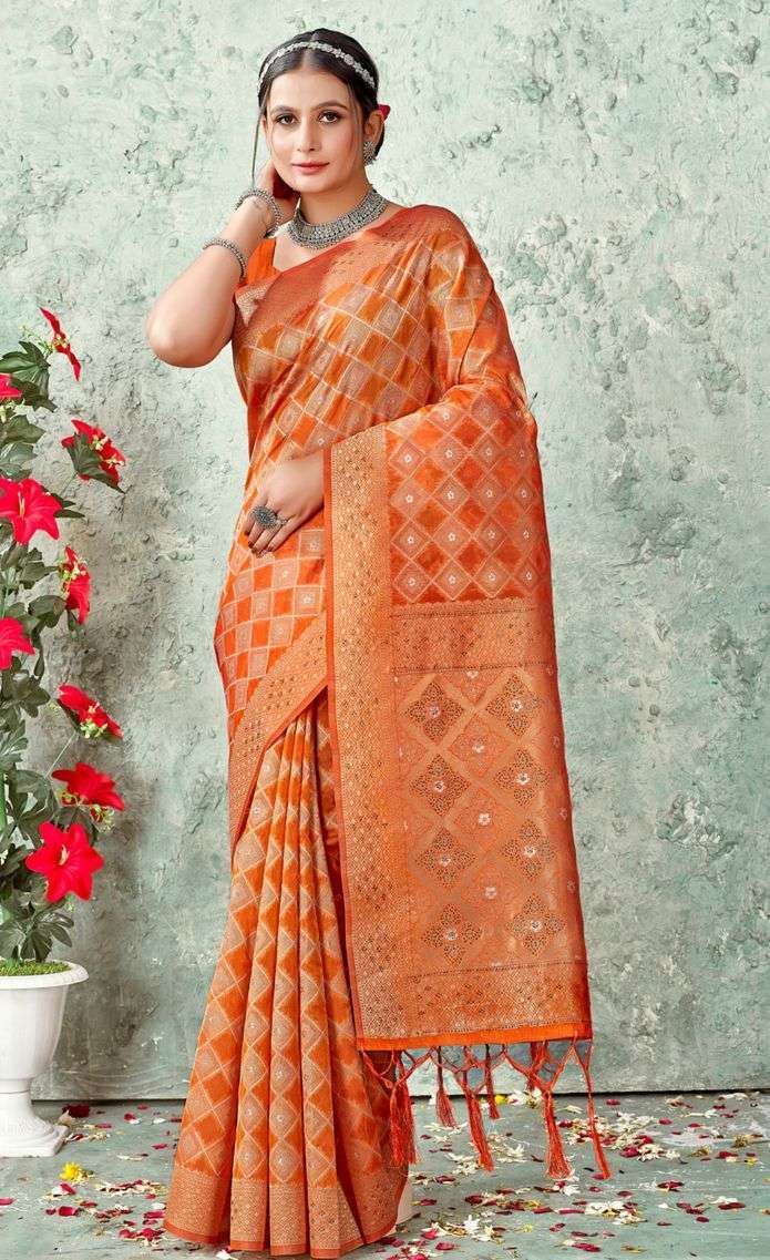 bunawat nandita Organza Woven Work & Swarovski Stone Work saree