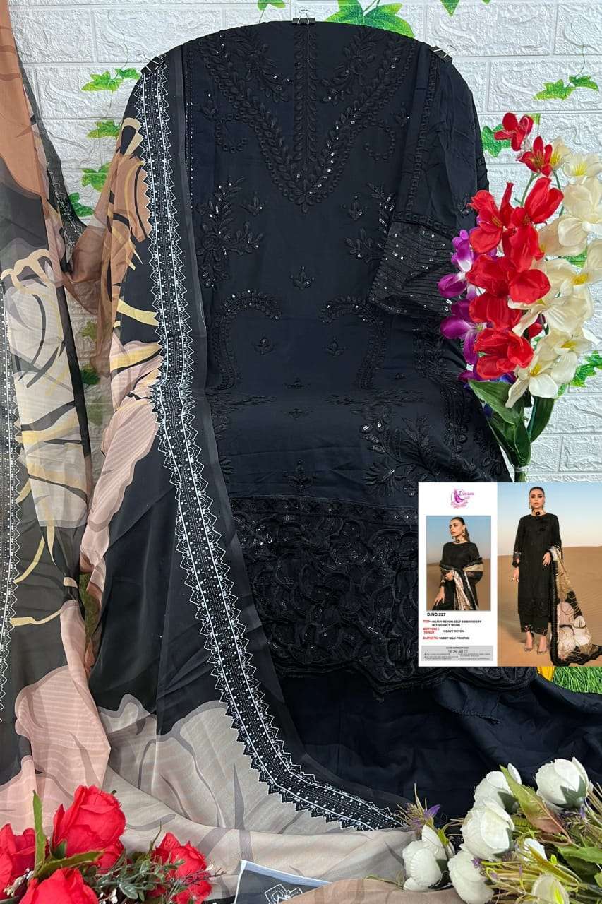 dinsaa 227 black color beautiful work single pakistani salwar suit