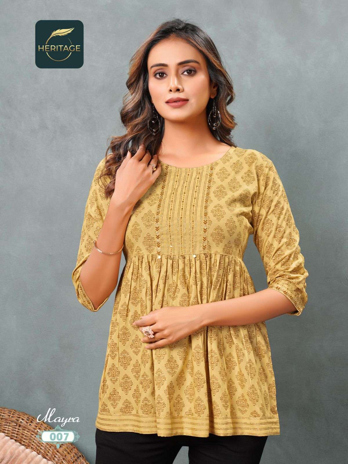 heritage mayra series 001-008 rayon slub kurti 