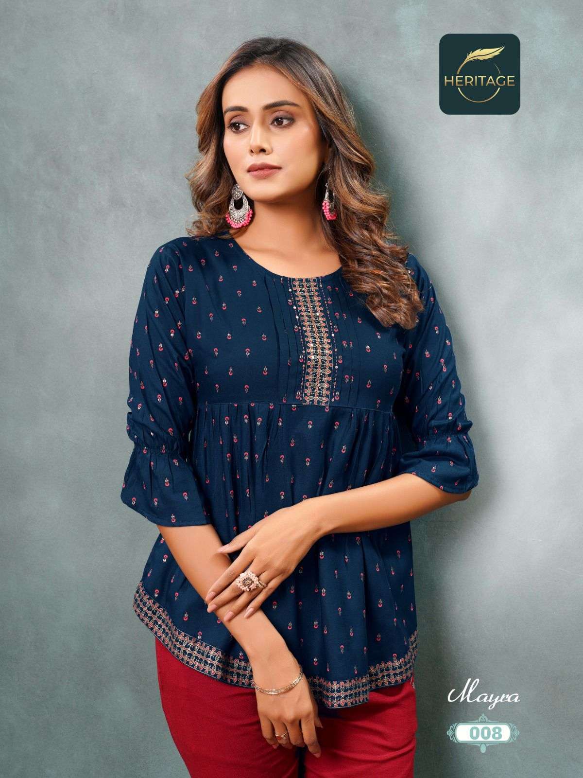 heritage mayra series 001-008 rayon slub kurti 