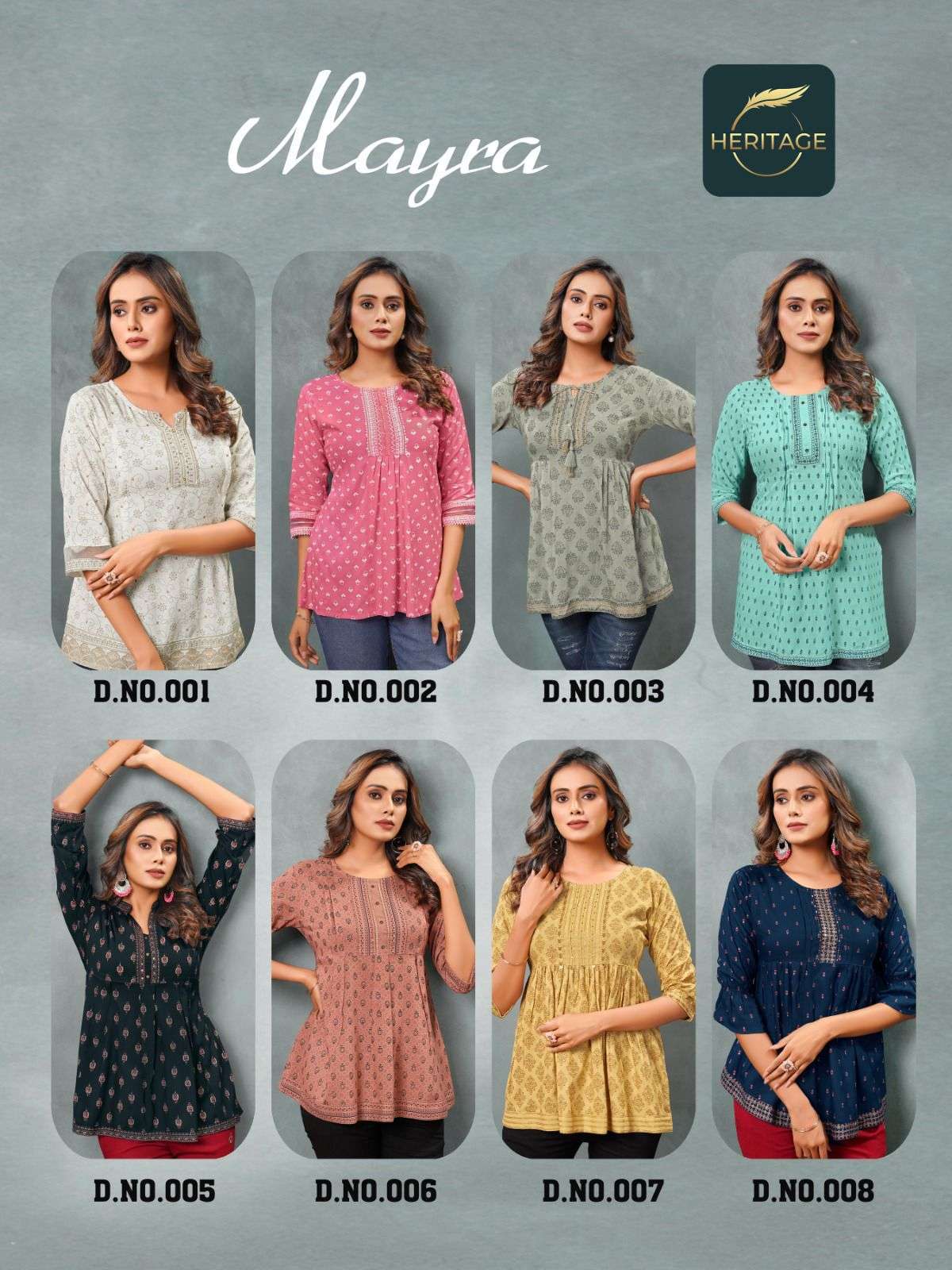 heritage mayra series 001-008 rayon slub kurti 