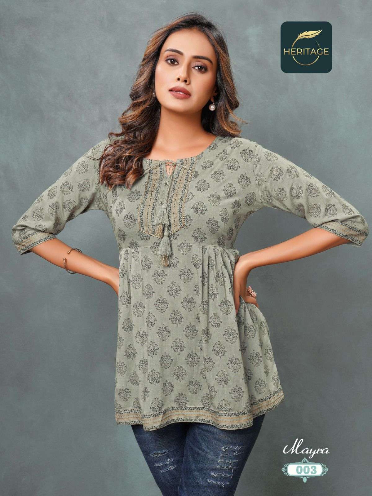 heritage mayra series 001-008 rayon slub kurti 