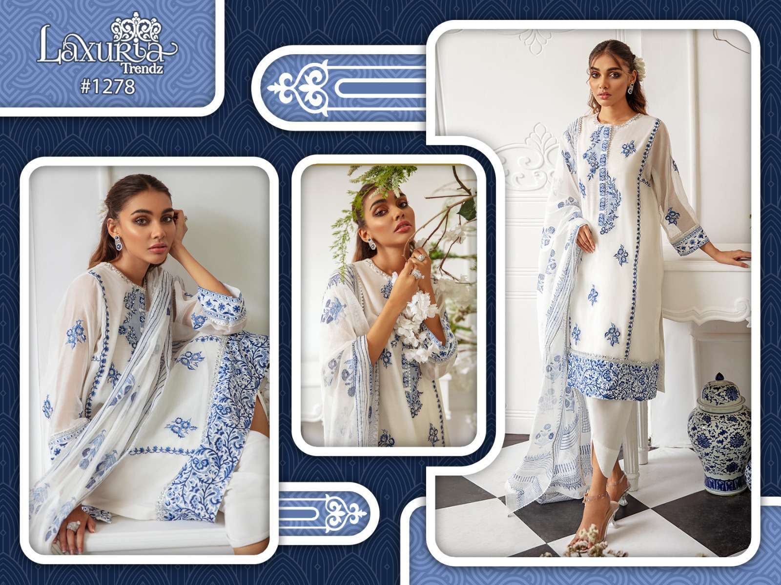 laxuria 1278 white color Faux Georgette suit