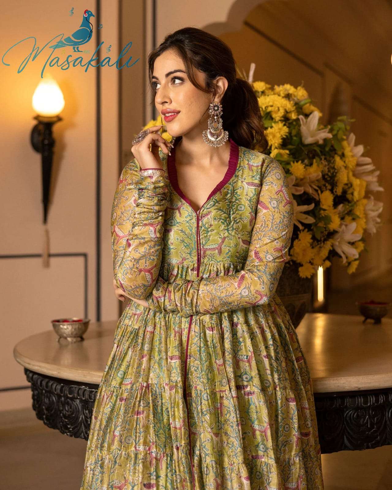 Buy Plus Size Chanderi Yellow Wedding Wear Anarkali Suit LSTV112198